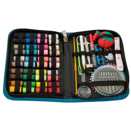 62pc Sewing Kit w/ Faux Leather Case