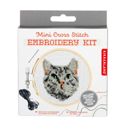 Tabby Cat Mini Cross Stitch Embroidery Kit