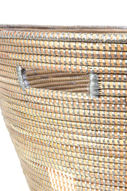 Senegalese Grey Oversize Oval Laundry Basket with Handles