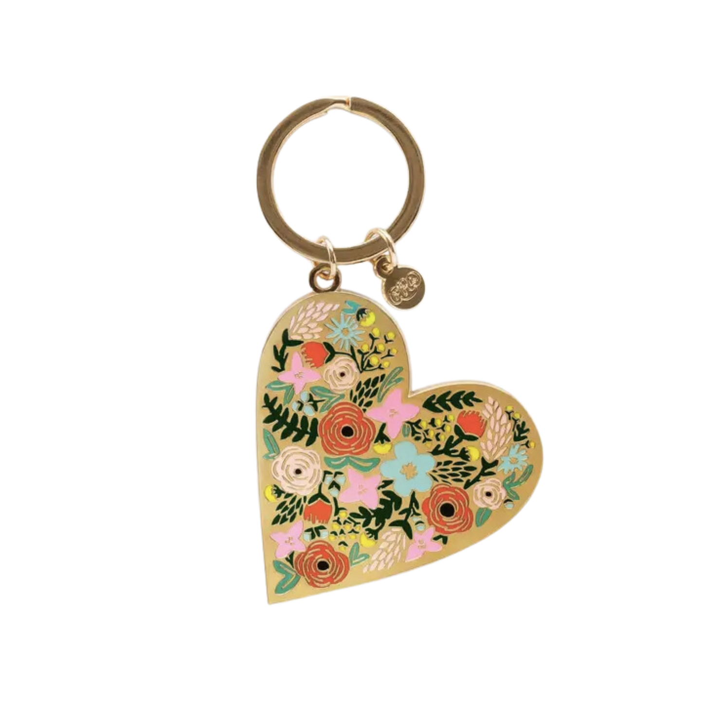 Floral Heart Enamel Keychain