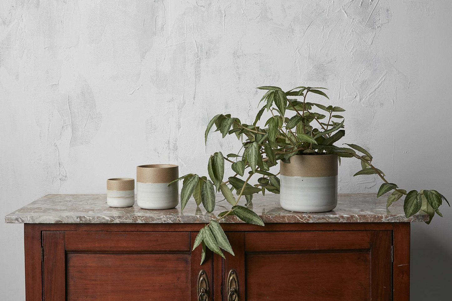 White and Earthy Clay Stoneware Planter Pot