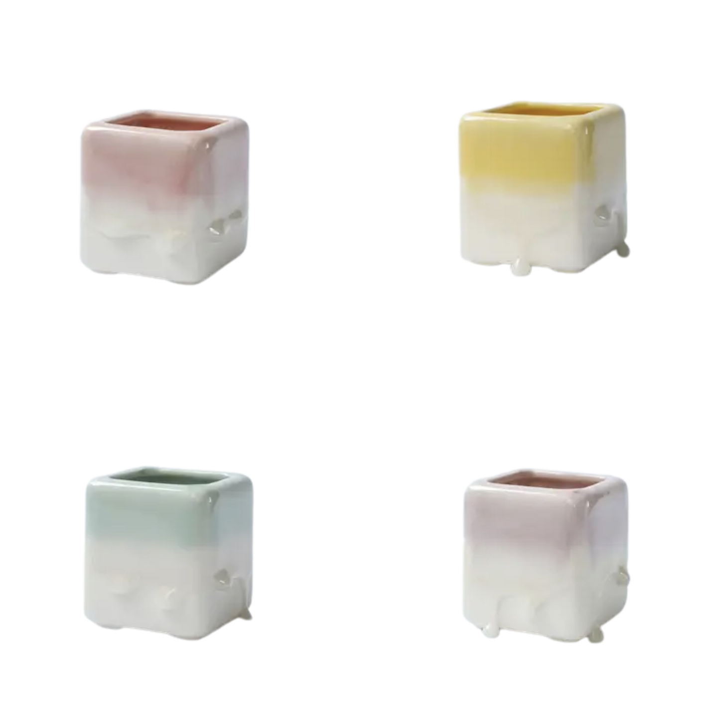 Dripping Glazed Square B Pots