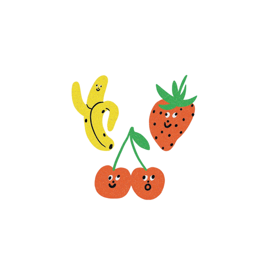 Glitter Fruit Faces Tattoo Pair