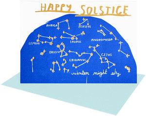 Happy Solstice Winter Night Sky Greeting Card