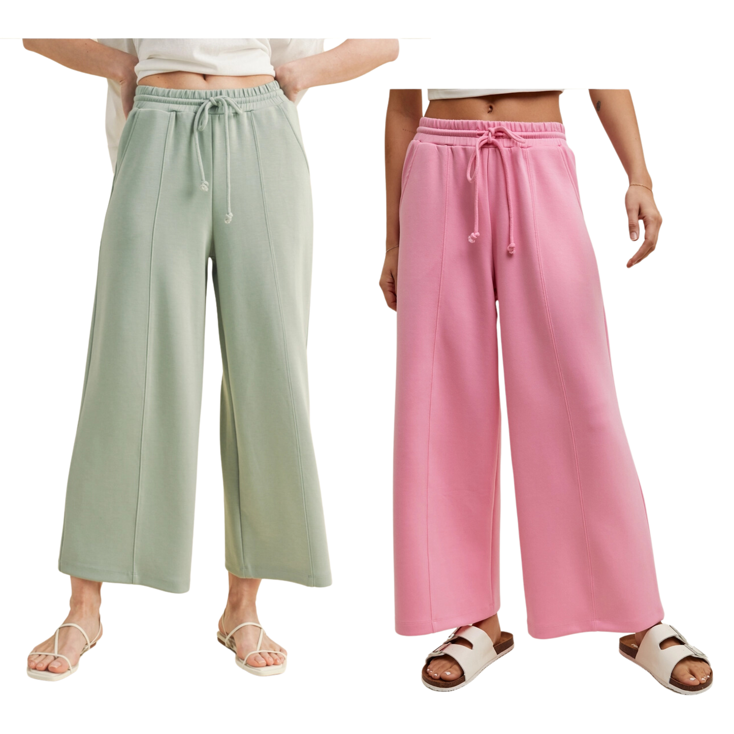 Scuba Drawstring Wide Leg Pants